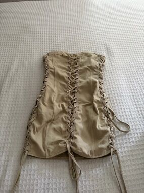 | Prettylittlething Strapless Rope Detail Lace Up Corset Bodycon Dress